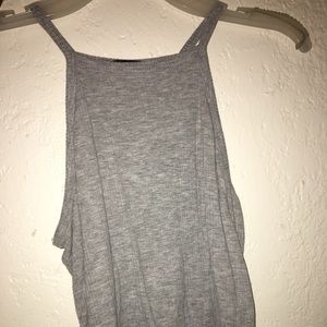 Grey ribbed halter crop top